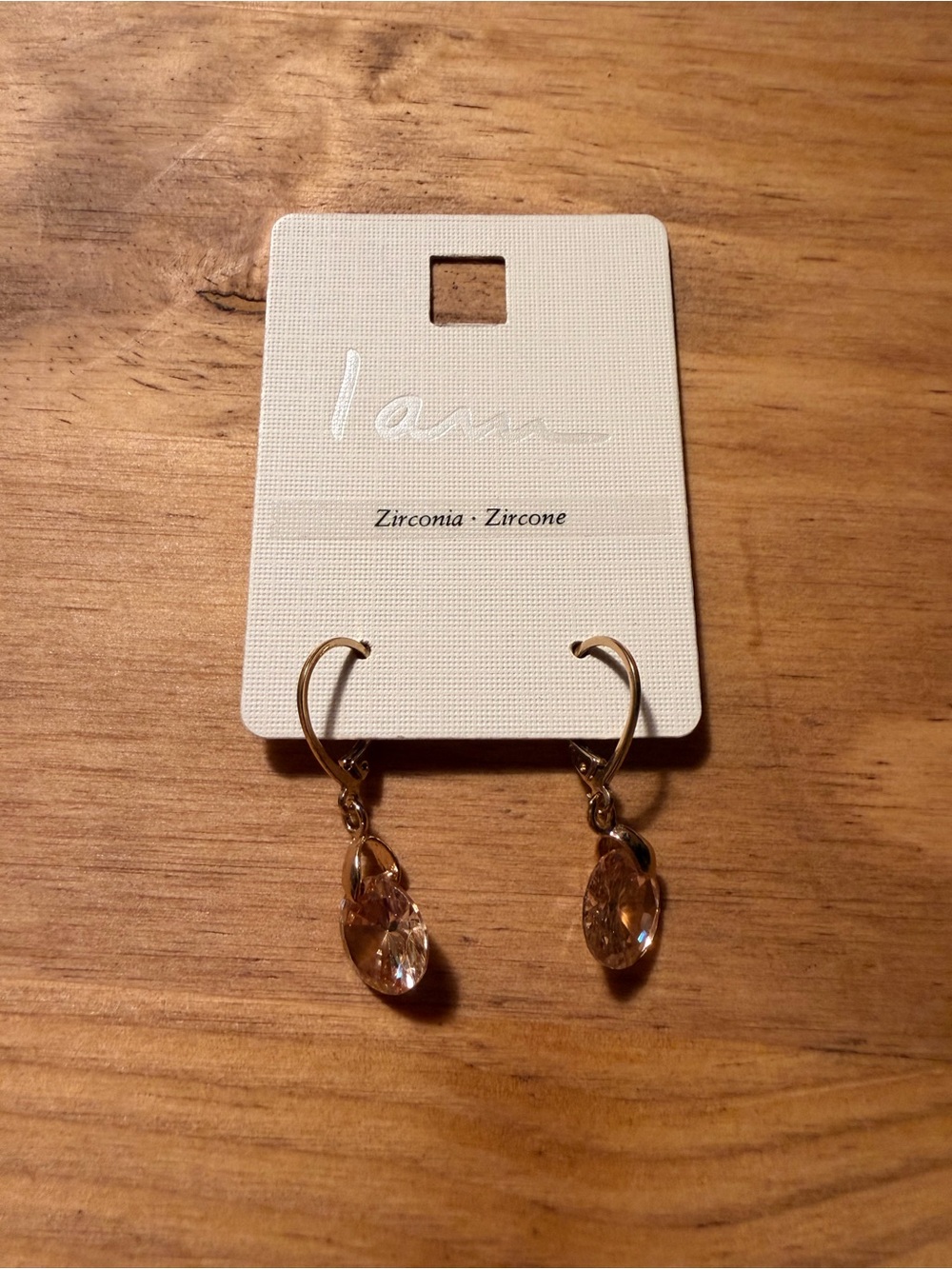 Earrings with Champagne Crystal - Picture 3 of 3